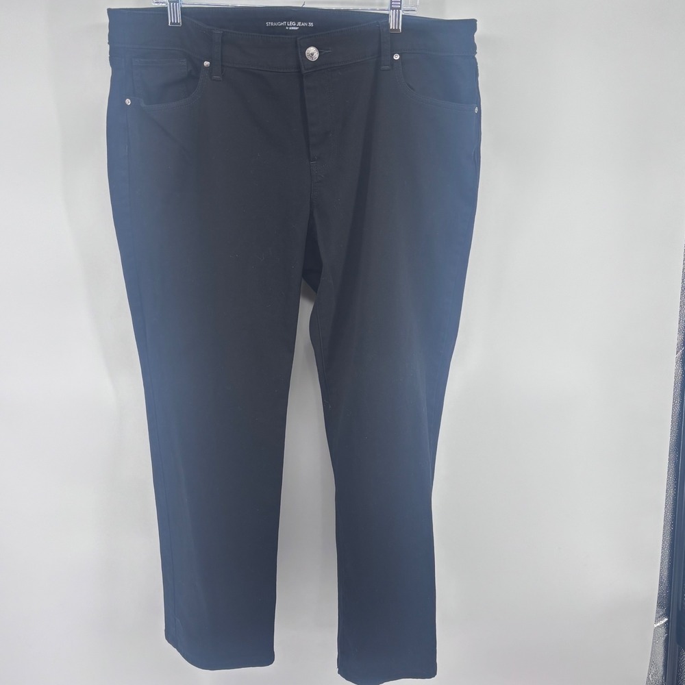Chicos Black Straight Leg Jeans 3 Short‎ Denim Stretch Comfort Fit 28" inseam